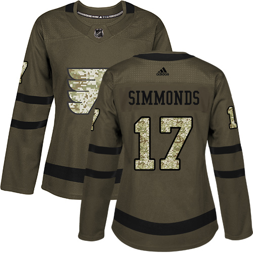 Adidas Flyers #17 Wayne Simmonds Green Salute to Service Women's Stitched NHL Jersey - Click Image to Close